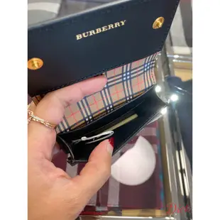 【歐洲outlet正品】BURBERRY 女款 經典 格紋 黑色牛皮 對摺短夾 皮夾 錢包