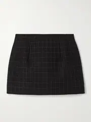 [WARDROBE.NYC] WARDROBE.NYC - Contour Checked Wool Mini Skirt - Black - large large Black