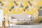 3D Fruit Geometry Pattern Yellow Self-adhesive Removeable Wallpaper Wall Mural