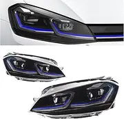 Auto Parts Compatible For VW Golf 7 MK7 GTI Headlights 2013-2017 Upgrade golf 7.5 styling LED DRL Dual Projector Car Accesorios Modified(Red)