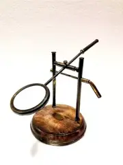 Vinatage Antique Brass Wooden Stand Magnifying Glass Nautical Brass Map Reader
