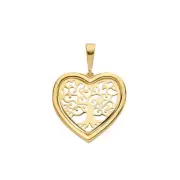Girls 9ct Gold 17mm Tree Of Life Heart Pendant
