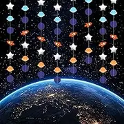 Dayker Outer Space Garland, Rocket Shining Star Decorative Banner, High Quality Paper Spaceship Decoration for Kids Bedroom Decor, Astronaut Birthday Party Space Themed Events Supplies