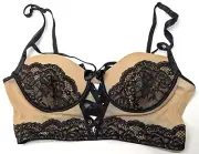 Venus Women's Nude & Black Padded Push Up Bra Underwire Floral Lace Size 36B