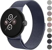 [Amzpas] Metal Band Compatible with Google Pixel 2 Watch Bands for Women Men, Stainless Steel Mesh Loop Adjustable Replacement Strap for Google Pixel Watch/Pixel Watch 2 Band