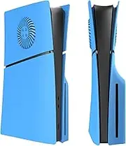 Hzxkqmil Replacement Plates Cover Faceplates for PS5 Slim Console Disc Edition, Side Plates with Cooling Openings, Custom Case, ABS Case, Anti-Scratch Accessories, Light Blue