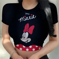 在飛比找蝦皮商城精選優惠-Y2k Minnie Mouse 女裝緊身時尚襯衫 2022