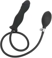 Inflatable Dildos Penis Handheld Increase Slowly Soft Silicone Stretchy Sex Toys Black