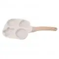 4 Cup Frying Pan Breakfast Egg Pancake Burger Cooker Wood Handle Aluminium Al TU
