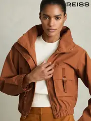 Reiss Rust Connie Technical Hooded Utility Jacket (AK0902) | $465