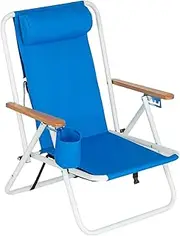 Camping Chairs | Folding Recliner Seat with Cup Holder, Backpack Adjustable Headrest Folding Beach Chair Portable Camping Chair with Cup Holder Outdoor Adjustable Folding Chair