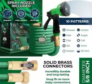 NEW! 25ft Non-Expandable Garden Hose with Spray Nozzle, Heavy Duty Solid Brass