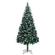 Artificial Christmas Tree with Pine Cones and White Snow 210 cm