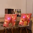Christmas Gnome Chair Back Covers with LED Lights Pink Seat Protector for Home A