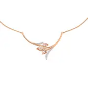 9ct Rose Gold Morganite And Diamond Tulip Necklet in Peach