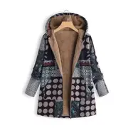 Nevenka Womens Winter Printed Fleece Jacket Casual Sherpa Lined Fuzzy Jacket-BlackSquare L