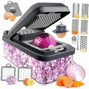 12-in-1 Vegetable Chopper, Kitchen Gadgets, Veggie Chopper, Food Chopper, Gray