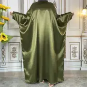 Satin Dubai Abaya Kaftan Muslim Women Oversize Long Dress Islamic Ramadan Caftan
