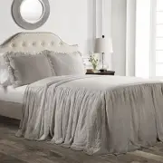 Lush Decor Ruffle Skirt Bedspread Vintage Chic Farmhouse Style Lightweight 3 ...