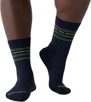 [Wide Open] Crew Merino Wool Socks - Vintage Stripe Everyday Wide Crew Socks for Men with Wide Feet