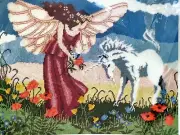 DIMENSIONS MYTHICAL MEADOW Needlepoint Kit VINTAGE/RARE Angel & Unicorn