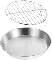 Kisangel 1 Set Stainless Steel Grill Pan with Mesh Rack Multi Function Roasting Tray for BBQ Plate for Outdoor Cooking and Grilling Durable Design