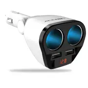 12V/24V Auto Dual USB Car Charger Cigarette Lighter Adapter Socket Splitter Fast Charger White