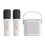 Wireless Microphone System Bluetooth Karaoke Speaker with Handheld Mic Home KTV White