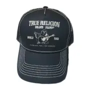 MENS TRUE RELIGION BUDDHA BLACK SNAPBACK TRUCKER HAT ADJUSTABLE CAP