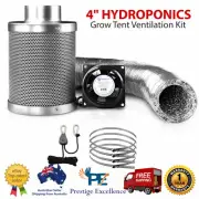 4 Inch Hydroponics Grow Tent Ventilation Kit Vent Fan Carbon Filter Duct Ducting