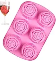 Silicone Rose Mold - Rose Mousse Cake Mold | Flower Shape Large Ice Block Tray, 6 Cavity Form for Chocolate Cake Cookie Cupcake Baking