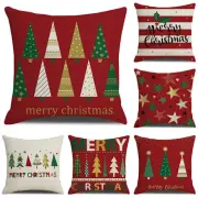 Cushion Cover Christmas Xmas Tree Print Cotton Linen Pillow Case Sofa Decors