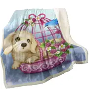 Animal Dogs Art Cute Dachshund in Bird Cage Throw Blanket