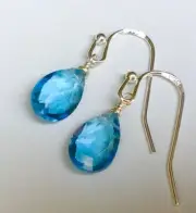 NEW BLUE TOPAZ BRIOLETTE SILVER 925 SUNDANCE CHARM ARTISAN EARRINGS