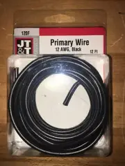 12 Gauge 12' BLACK INSULATED COPPER STRANDED PRIMARY WIRE HOOK UP MADE IN USA