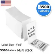 3500 Fanfold Direct Thermal Shipping Labels 4x6 Perforated for Zebra & Rollo