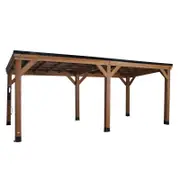 Backyard Discovery Arcadia 6.1m x 2.9m Cedar Wood Outdoor Patio Gazebo with Hardtop Galvanised Steel Slope Roof and PowerPort