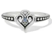 Brighton Alcazar Heart Glint Hinged Blue Crystal Heart Bangle Bracelet NWT $108