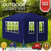 3x4m Gazebo Outdoor Tent Marquee Party Wedding Camping Canopy Garden Shades Blue