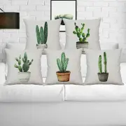 Decoration Cover Office Bed Cushion Home Cotton Linen Cactus Pillow Case Sofa -