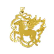 14K Gold 19MM Pegasus Pendant
