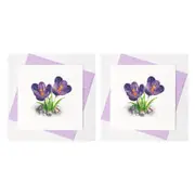 2x Boyle Handmade Paper 15cm Quilled Greeting Card/Envelope Purple Crocus Flower