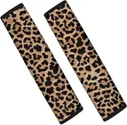 Dolyues Animal Leopard Print Car Seat Belt Cover Seatbelt Pads for Women Adults, All Season Universal Funny Shoulder Strap Padding for Vehicle, SUV, Full Set of 2, Tote Bags Scratchproof