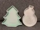 Le Creuset Christmas Tree Plate Holiday Snowman Ceramic