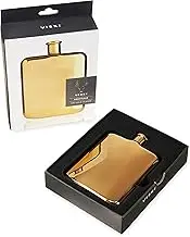 TRUE Belmont Golden Whiskey Fashion Hip Flask Plated with 14 Karat Gold 175 Millilitres