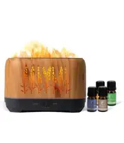 NEW FLAME HUMIDIFIER & OIL DIFFUSER-PACKAGE CONTAINS DIFFUSER & 4 ESSENTIAL OILS
