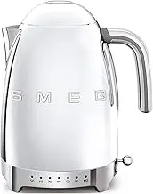 Smeg, KLF04SSEU Kettle Temperature Adjustable 1.7 L Plus Temperature Levels, Anti-Limide Filter, Water Level Indicator, Power Supply 2400 W, Chrome