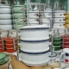 Enamel Lunch Box Food Container Pinto Tiffin 3 Stacks Enamelware White Vintage