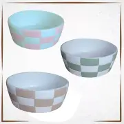 Dog Bowl Large Checkered Ceramic Hand painted Dog Dish Eccolo