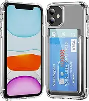rojarou for iPhone 11 case with Card Holder Wallet Case[Store 2 Cards][Anti-Yellow][Military Grade Protective][Anti-Drop] Shock Absorption Phone Case for iPhone 11, Crystal Clear
